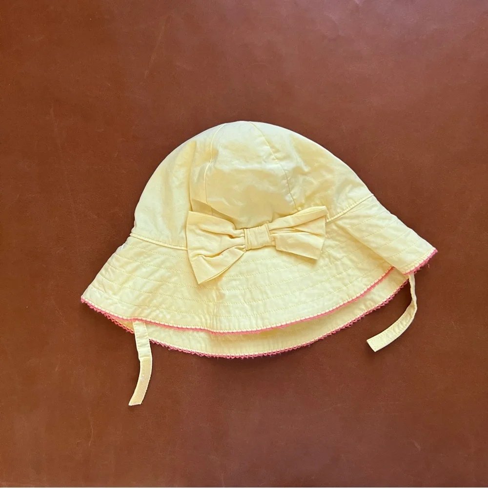 JANIE & JACK Yellow Sun Hat with Bow, 18-24mo